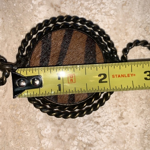 CONCHO BELT 8 tiger print calf hair brass medallions, chain. OSFM VINTAGE main image 9